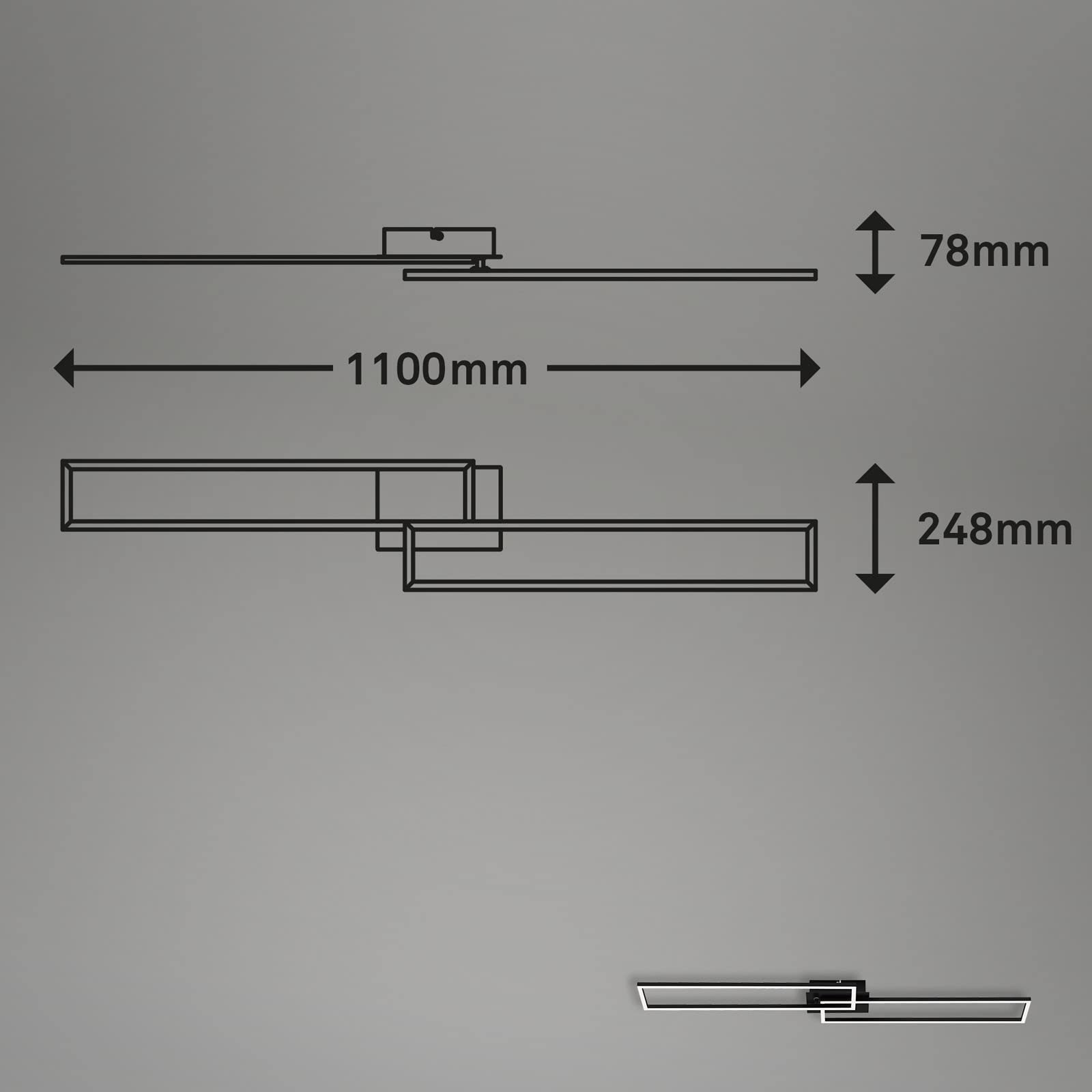 BRILONER - LED Deckenlampe mit Fernbedienung, dimmbar, einstellbar von warmweiß bis neutralweiß, LED Lampe, Deckenleuchte, Wohnzimmerlampe, Schlafzimmerlampe, Küchenlampe, 110x24,8x7,8 cm, Schwarz