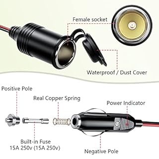 4M Prolunga accendisigari, 12V-24V Cavo di Prolunga per Accendisigari Auto, Auto Adattatore Presa Accendisigari con Copertura Impermeabile per SUV, Caravan, Camper, Frigo, Aspirapolvere per car (4M)