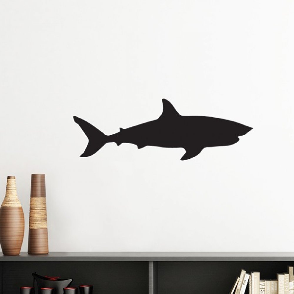 Sticker amovible poisson requin bleu ocean adhesif de 40cm repositionnable sans trace