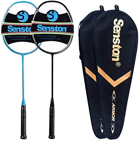 Senston N80-2 Pack Badminton Racquet, Professional Full Carbon Fiber Badminton Rackets Set with Grip