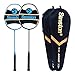 Senston N80 - 2 Pack Graphite High-Grade Badminton Racquet, Professional Carbon Fiber Badminton Racket Included Black Blue Color Rackets 2 Carrying Bag