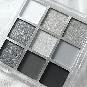 9 Colors Black Eyeshadow Palette,Halloween SFX Makeup Special Effects Pressed Pigment Grey White Glitter Eye Shadow Pallete,Matte Shimmer Makeup Powder Long Lasting,Black