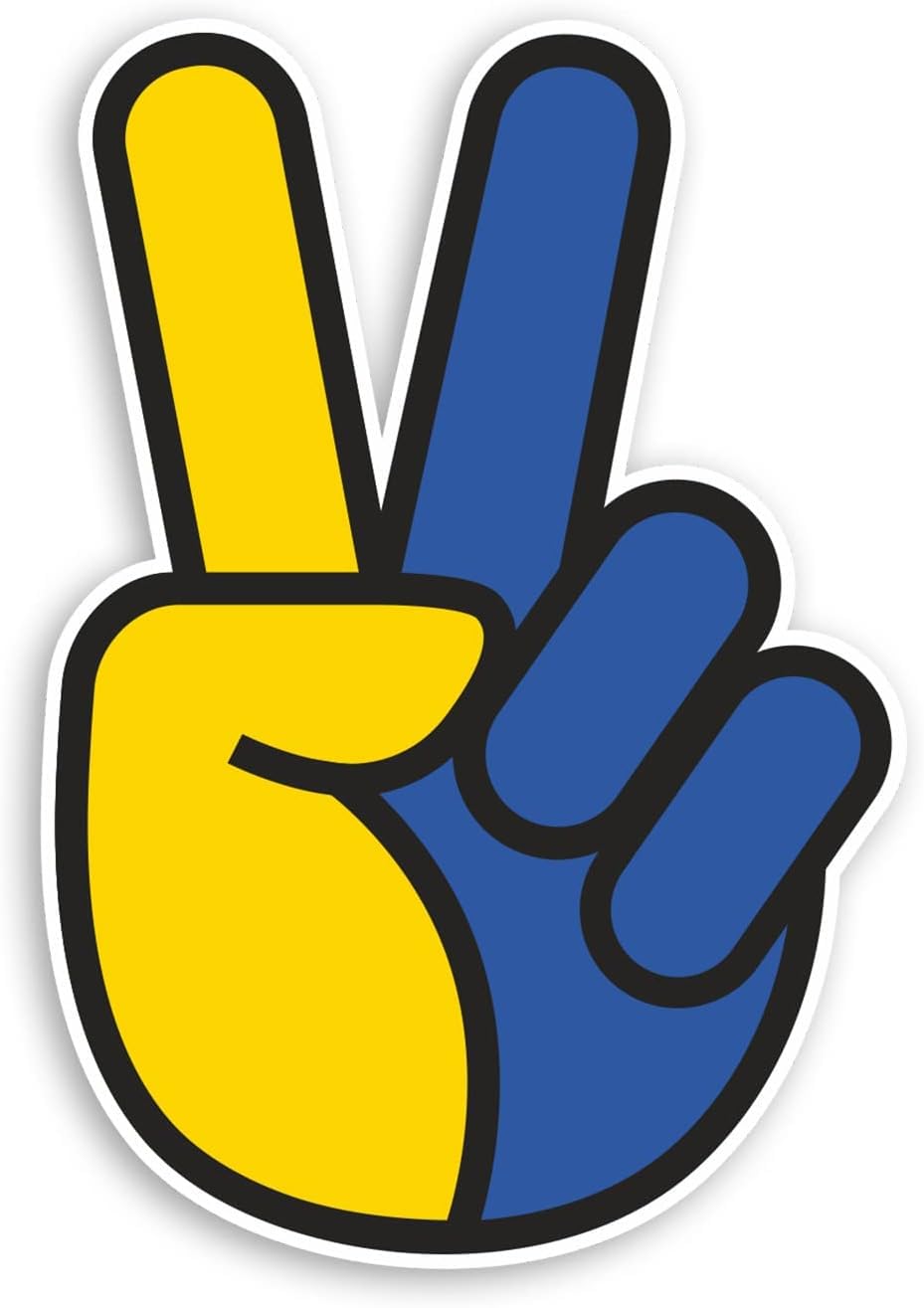 Dv Design Multi 2 X 10Cm Ukraine Flag Peace Sign Vinyl Stickers - Ukrainian Sticker #70616 (Window Static Cling)