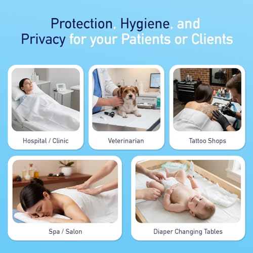 Image of Dynarex Disposable Drape Sheets - 40 inch x 60 inch (Case of 100), White, 2-Ply Tissue Paper for Patient Privacy, Exams, and Procedures