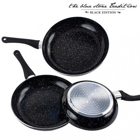 Genérico - Sartenes revestimiento piedra black stone pan (3 piezas)