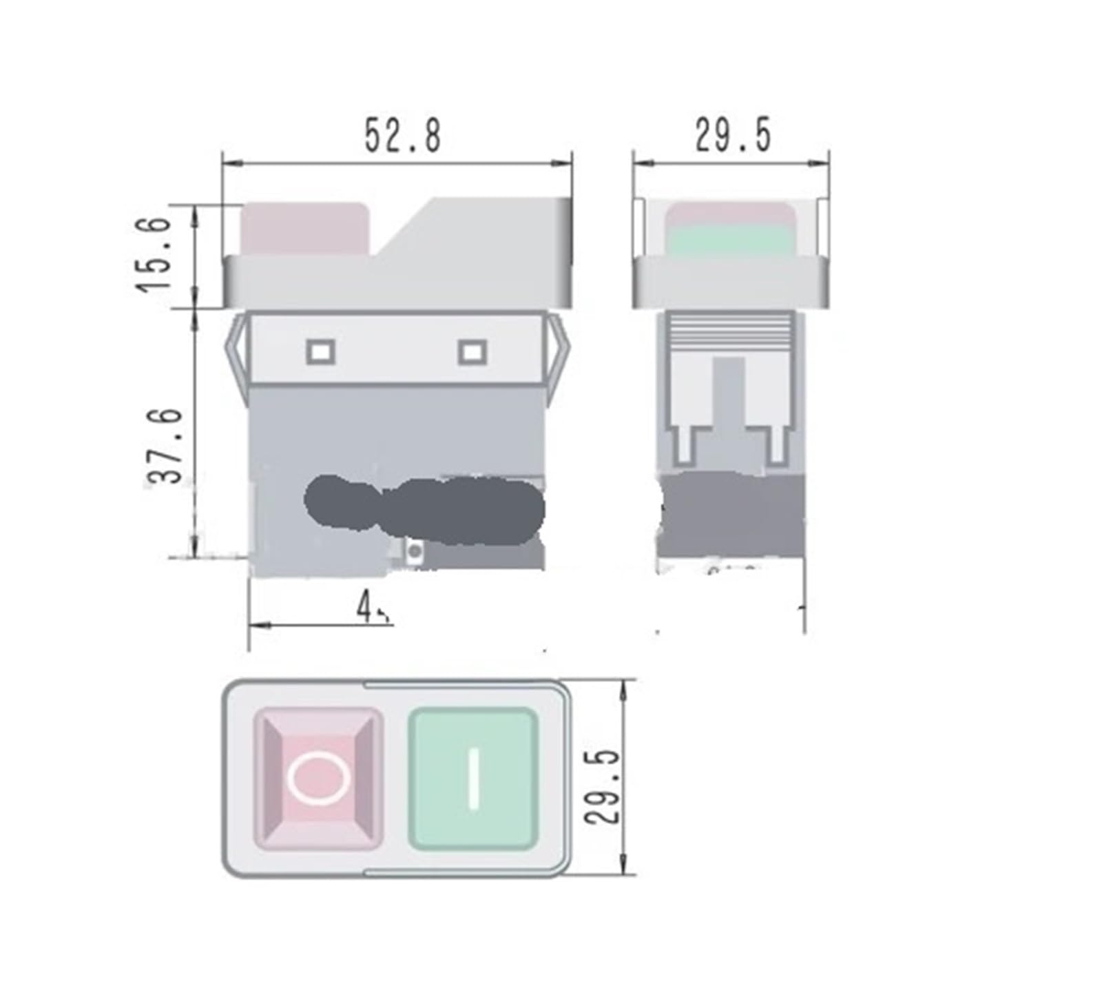 Interruptor pulsador electromagnético impermeable de 250 V CA, 16 A, 4 y 5 pines, 220-240 V, bobina de arranque magnética, interruptor de seguridad for herramientas eléctricas.(4 Pins)