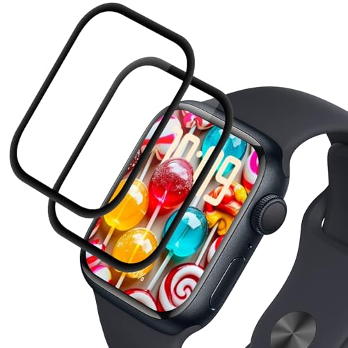 Elecshion 2 Stück Schutzfolie für Apple Watch Series 7/8/9 41mm screen protector handyglas 9H Härte Anti-Kratzen glasschutzfolie Film