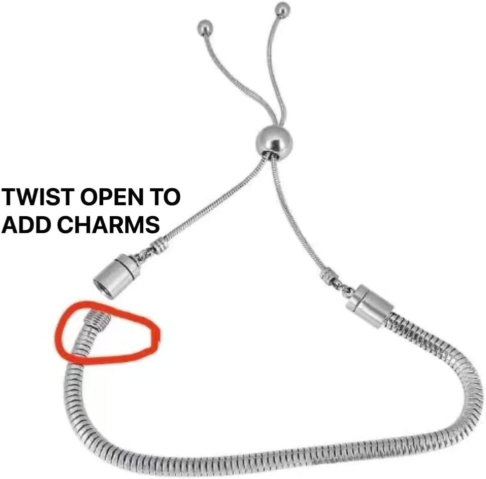 Bolenvi European Charm Bracelet - Adjustable 3mm Stainless Steel Snake Chain for Charms, Compatible with Pandora Beads & Pendants - Image 4