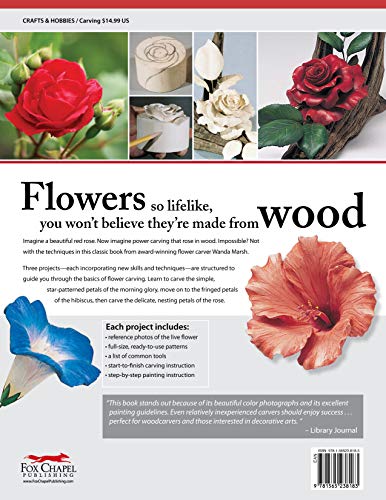 Carving Realistic Flowers, Revised Edition: Morning Glory, Hibiscus, Rose: Ready-to-Use Patterns, Step-by-Step Projects, Reference Photos (Fox Chapel Publishing) - Image 2