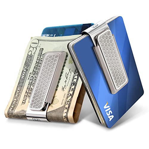 Stainless Steel Money Clip (Honeycomb) - Cash and Credit Card Holder for Men - Minimalist Slim Wallet Alternative