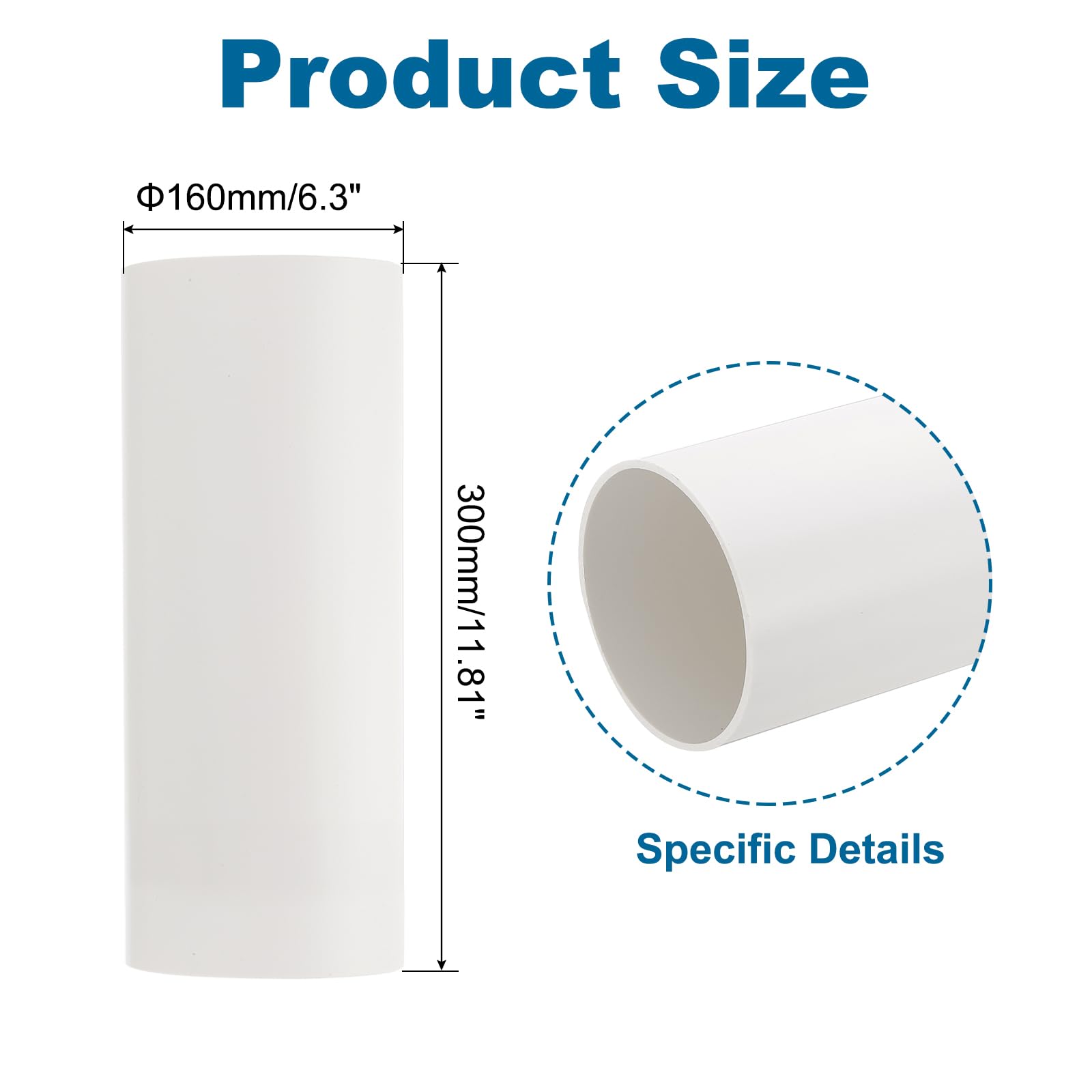 PATIKIL 6.3 Inch Round Plastic Duct Pipe Connector 12 Inch Long Duct Exhaust HVAC Ventilation Tube Ducting Extension for Dryer Vent Connection Extraction Heating Cooling Pipe Lines - Image 2