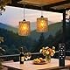 2er Boho Lampe mit Fernbedienung, E27 Tragbare Outdoor Hängelampe mit Batterie Beleuchtung Hängelampe Batteriebetriebene Korb Pendelleuchte, Indoor Hängend Laterne für Patio Bar GartenTerrasse