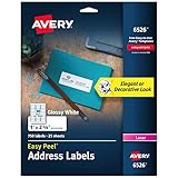 Avery Return Address Labels for Laser Printers, 1' x 2-5/8', 750 Glossy White Labels (6526)