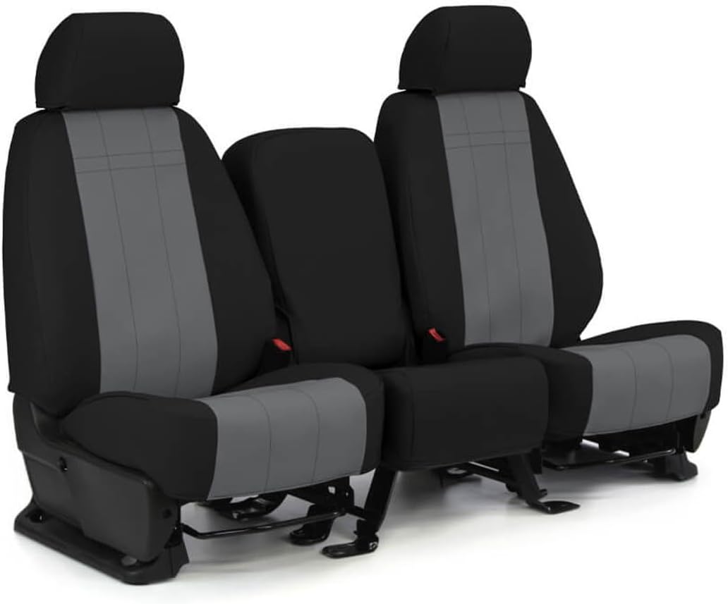 ShearComfort Front Seats Custom Imitation Leather Seat Covers Compatible with Chevy Silverado (2015-2018) in Black for Buckets w/Adjustable Headrests