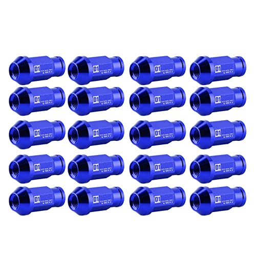 TKSE Rueda de Carreras Accesorios, 20 Piezas Tornillo de Neumático de Coche Juego, Aluminio Tuercas de Rueda Carreras M12X1.5 (Blue)