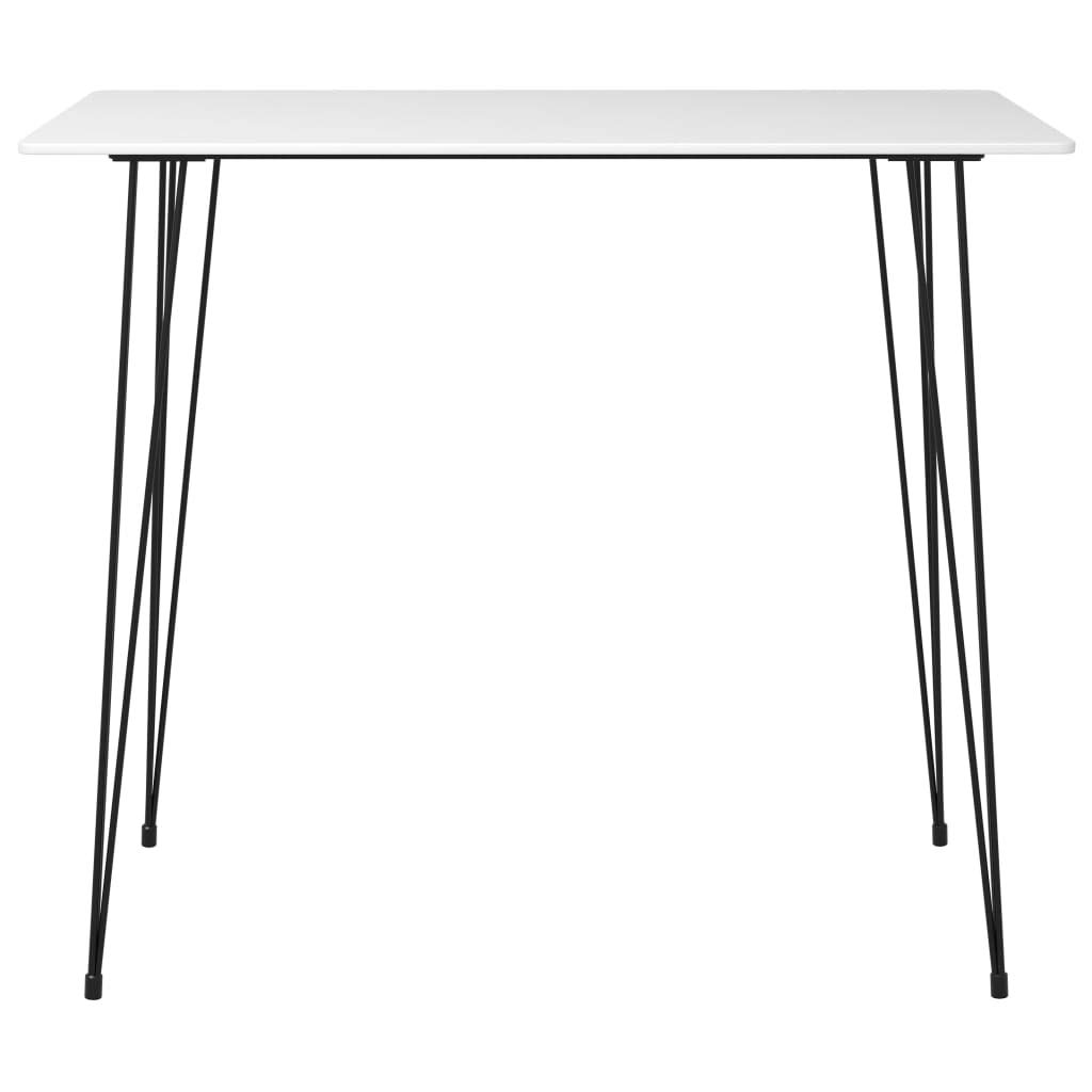 Juego de 7 piezas de bar, color blanco, diseño moderno, para bar, pub o restaurante, incluye mesa y taburete, tablero de tablero de fibra de densidad media, marco de metal recubierto de polvo