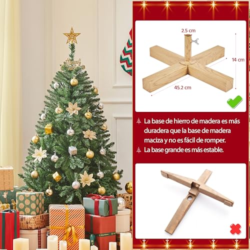 Miniatura 6 de Yaheetech Árbol De Navidad Artificial De 152,5 Cm, Resistente Al Fuego, Pvc, Con 437 Puntas, Incluye Soporte De Metal Con Vetas De Madera De Abeto, Color Verde