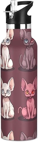 Miniatura 11 de Sweet Savannah Cats Brown, Sports Water Bottle with Handle Keeps Hot and Cold Lightweight for Bike Running Sports Travel Gym