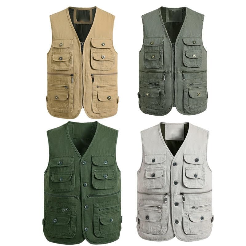 Gilet de photographie pour homme multipoche coton avec boutons doublés de qualité - 2