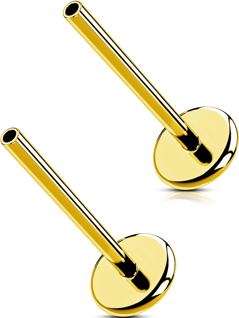 G23 Titanium Flat Back Post (Post Only), Threadless Push Pin &amp; Internally Threaded, 16G/18G/20G, 4.5-14mm, Silver/Gold/Black, Round/Heart/Star/Flower Base for Nose, Helix, Tragus