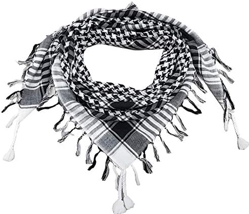 Elu Shemagh Scarf Men - Women /100% Cotton Military Shemagh Keffiyeh Scarf Arafat Tactical Desert Rave Bandana Head Wrap