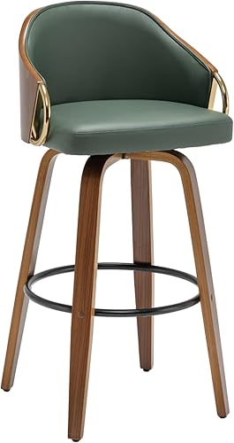 Miniatura 46 de Taburetes de bar de altura de mostrador, sillas de bar modernas ajustables de mediados de siglo con patas y brazos de acero inoxidable dorado para