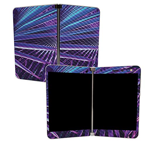 Image of MightySkins Carbon Fiber Skin for Microsoft Surface Duo - Neon Palms | Protective, Durable Textured Carbon Fiber Finish | Easy to Apply, Remove, and Change Styles | Made in The USA