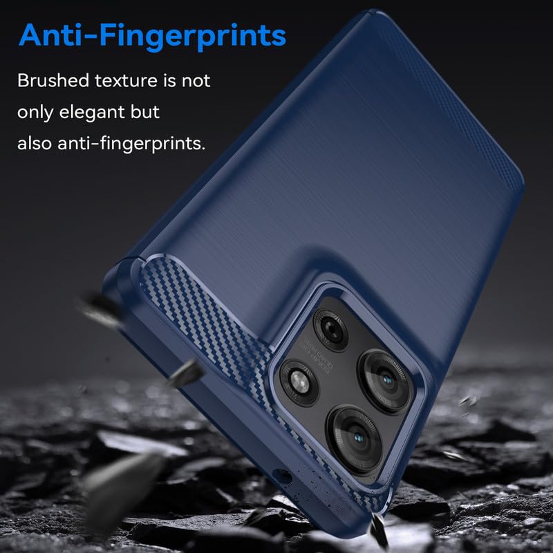 Image of Hybrid Carbon Fiber Back Case for Motorola Moto G75 5G (Blue)