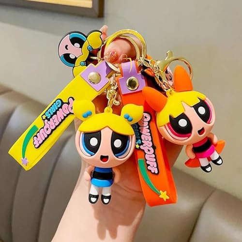 Image of MALKIN 4 Pc Power Puff Girls Keychain | 90's Kids Gifts | Cute Keychains for Girls and Women