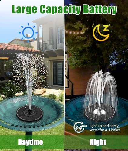SZMP Solar Water Fountain Upgraded 100% Glass Panel, 3.5W Solar Powered Fountains Built-in 2000 Battery with 7 Nozzle & 4 Fixer, Solar Fountain Pump for Bird Baths, Pond, Fish Tank, Outdoor (White)