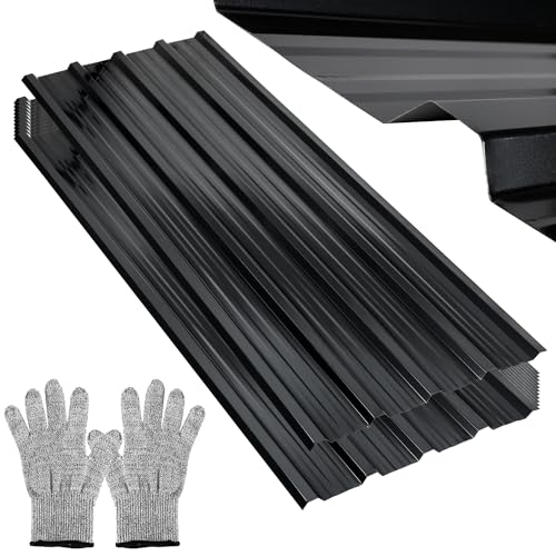 Fiqops - Placas trapezoidales perfiladas, 129 cm x 46 cm, aprox. 7 m², placas de chapa ondulada para techo, color gris