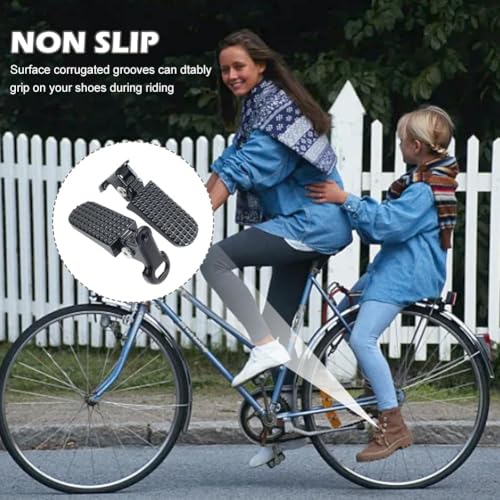 Image of 1 Pair of Bike Foot Pegs, 2Pcs Folding Rear Passenger Footrests Aluminum Alloy Non-Slip Pegs for Foldingd Mountain Durable Bike Scooter,76x37mm