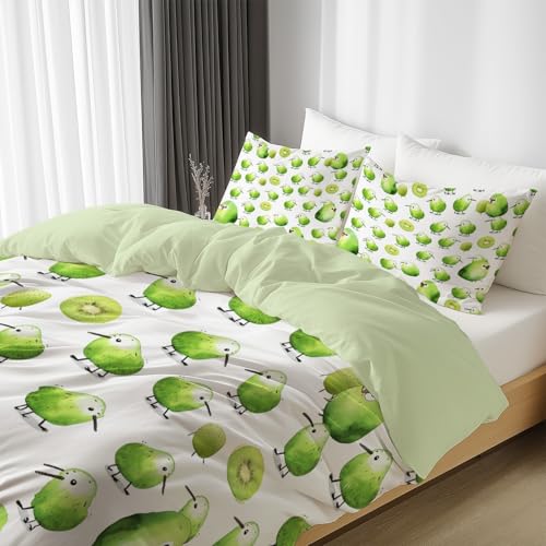 Housse de couette 240x260 verte microfibre infroissable kiwi