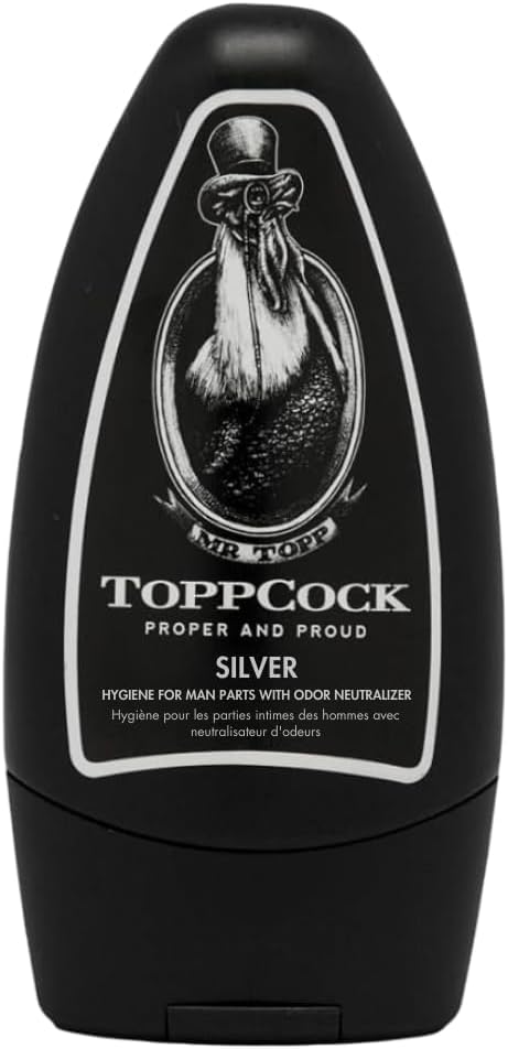 ToppCock Classic Silver Leave-On Hygiene Gel for Man Parts, 90ml Odor Neutralizer, Male Care Moisturizing Body Hygiene