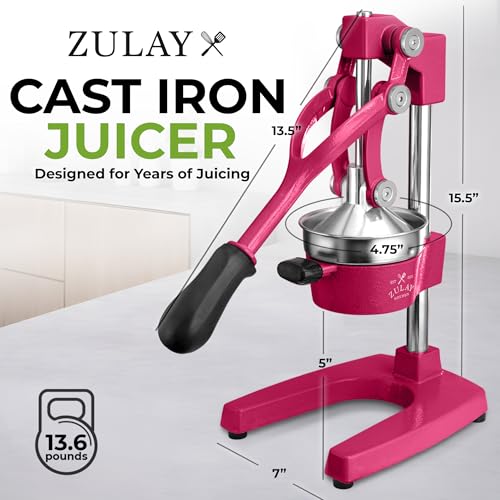 Image of Zulay Kitchen Cast Iron Juicer - Easy-to-Clean Heavy-Duty Manual Juicer, Professional Citrus Juicer - Stainless Steel Lemon Squeezer - Manual Citrus Press & Orange Squeezer - Orange Juicer