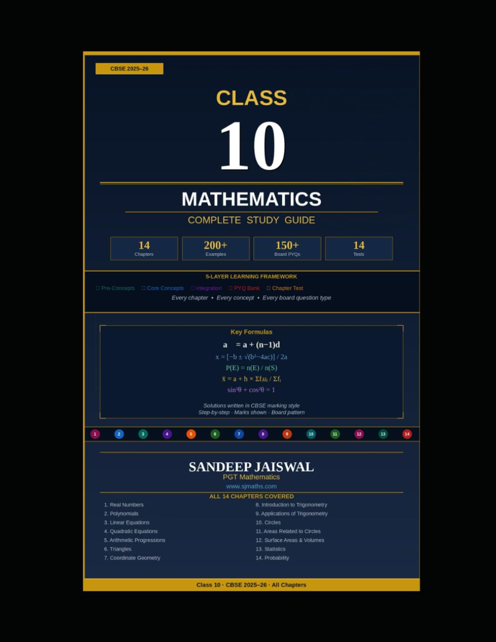 Class 10 Mathematics — Complete Study Guide: Master Every Concept | Board PYQs | Chapter Tests | CBSE 2025–26