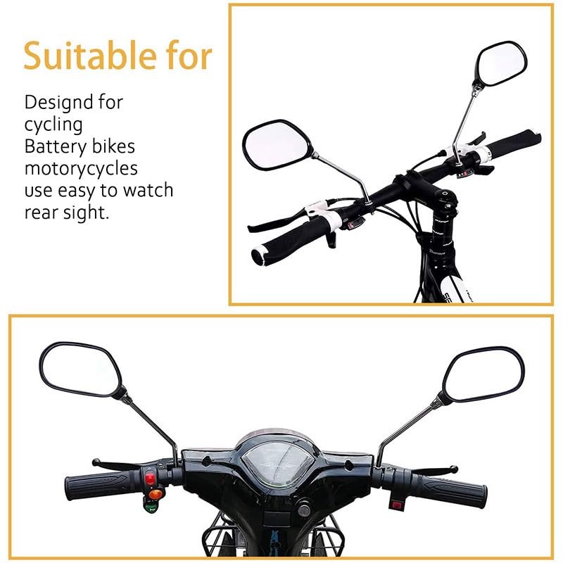 Bike Mirrors, 2Pcs Bicycle Large Wide Angle 360°Adjustable -Bicycle Mirrors for Handlebar 22-26mm, for Mountain Road Bike Motocycle
