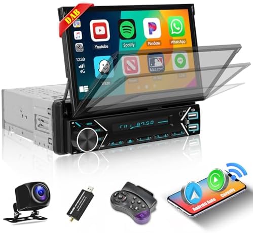 7 Inch Single Din Flip Out Car Stereo - Bluetooth Touch Screen With Backup Camera & Steering Control