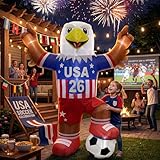 6ft World Cup Inflatable American Eagle with Soccer Ball Decorations Football 2026 Award Blow Ups with Built-in LEDs for Yard Party Lawn Decor