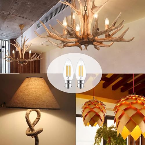 Image of Vintage 4 Watt LED Filament Candle Bulb,Clear Glass Edison Style,B22 Holder Base Warm White Light, Energy Saving Candle Bulb for Pendant & Wall Lamps(PACK OF 1)