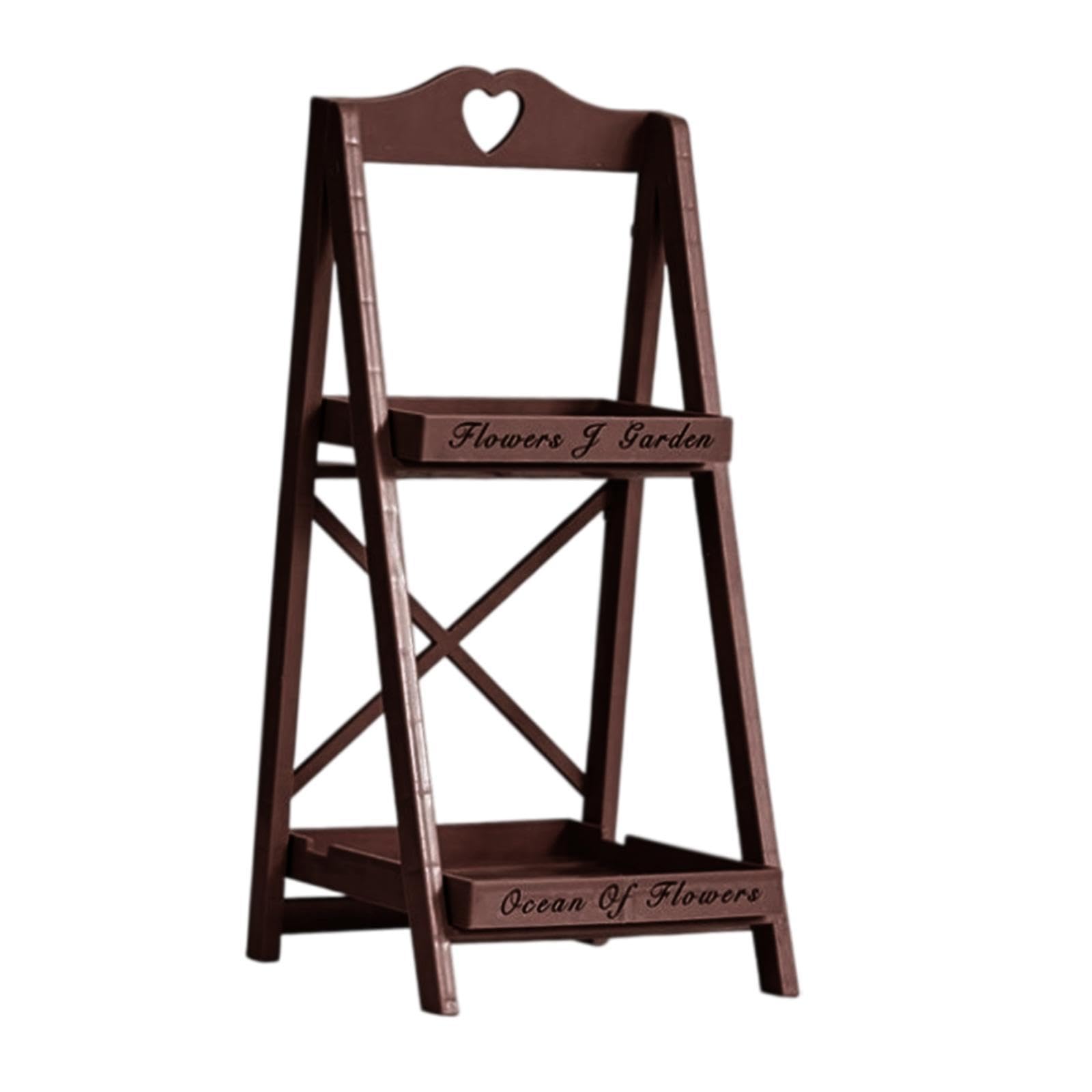 HEAVENGLOW 2-Tier Folding Storage Shelves Flowerpot Holder for Balcony Bathroom Bedroom Brown|1x 2-Tier Folding Storage Shelf|Camping Furniture| Camping Furniture| Camping & Hiking-picture-26