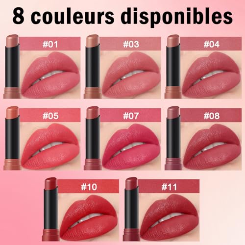 Combo Lèvre 2-en-1 Crayon à Lèvres + Rouge à Lèvres Mat, Couleur Intense et Longue Tenue, Texture Crémeuse et Confortable, Kit Maquillage Lèvres Naturelles et Élégantes #08 – Image 4