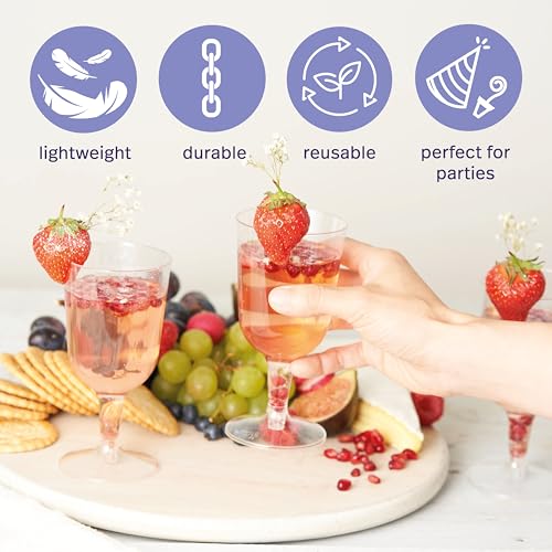 MATANA 12 Premium Plastic Wine Glasses (180ml) - Hard Plastic Wine Glass for Cocktails, Dessert, Wine Tasting - Reusable Wine Cups for Parties, Birthdays, Weddings, Christmas, BBQ - Image 5