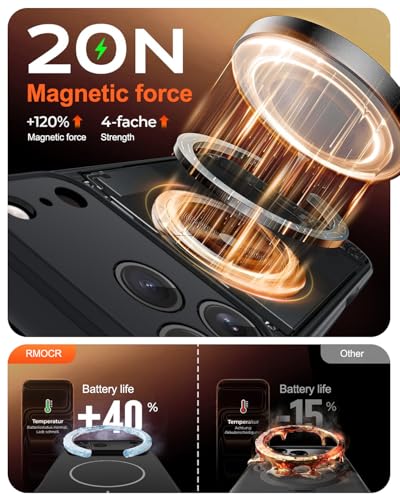 Image of Magnetic for iPhone 17 Pro Case,Shockproof Matte Cover,Black Matte | with Screen Protector,Compatible with MagSafe,Military Grade Drop Protection,Full Camera Protection,Non-Slip Design Case