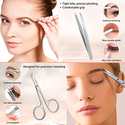 Eyelash Curler Tweezers Set, Terresa 4 in 1 Eye Lash Curler Kit with 4pcs Eyelash Curler Refill Pads, Eyelash Extension Tweezers False Eyelash Applicator Tool for Women - Thumbnail 7