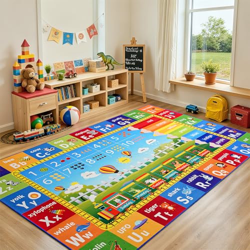Mejorug 8x10 Kids Educational Rug for Playroom Classroom Bedroom, Area