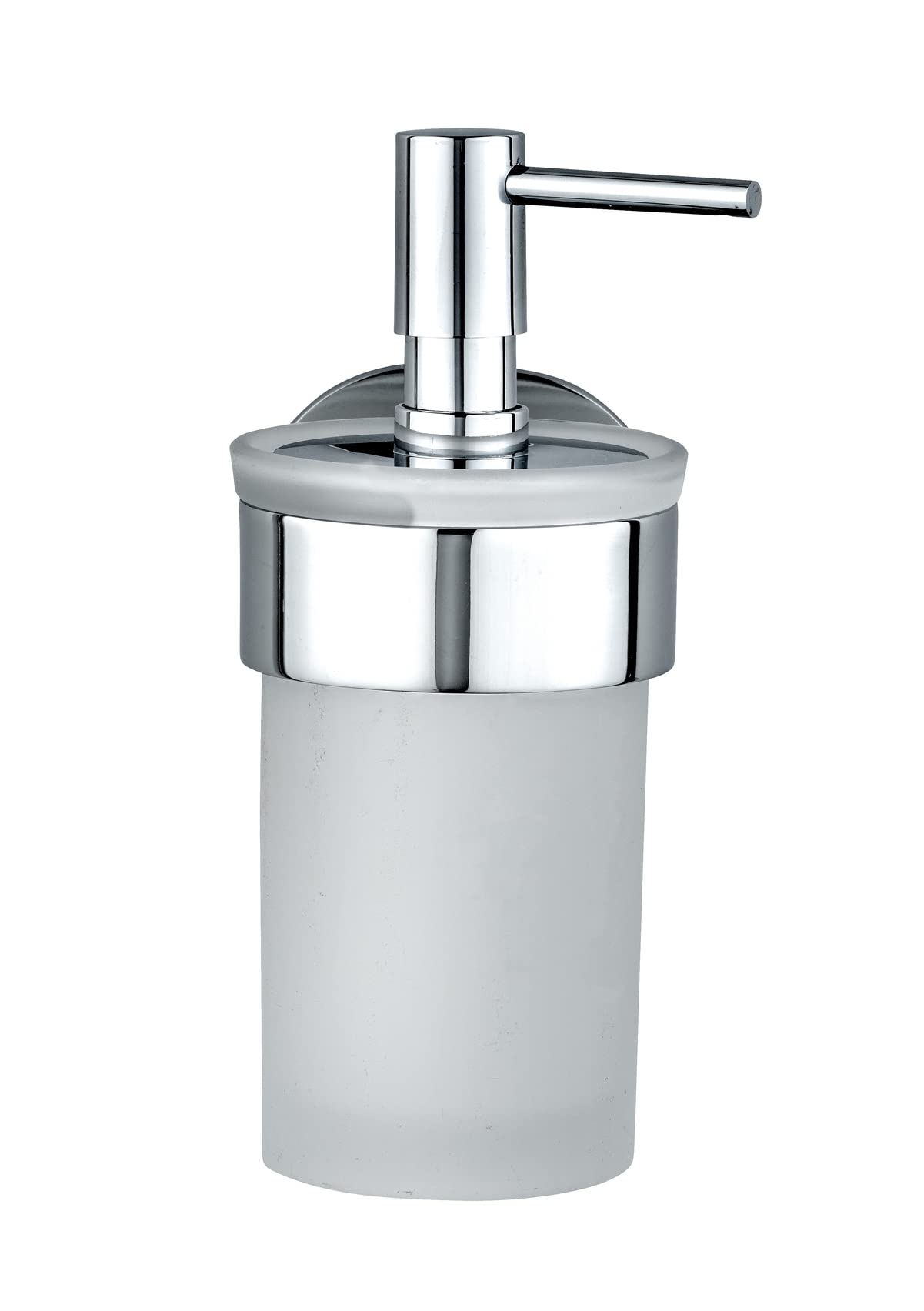 WENKO UV-Loc® Seifenspender Maribor, nachfüllbarer Spender aus satiniertem Glas für 150 ml Flüssigseife mit Wandhalter aus Zinkdruckguss zum Befestigen ohne Bohren mit Klebesystem, 8,5 x 17 x 9 cm