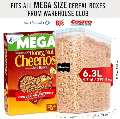 Image of Shazo 2 Pack (6.3L / 213OZ) EXTRA Large Airtight Food Storage Cereal Containers for Bulk Food Storage BPA-Free Plastic Container, Pantry Organization and Canister for Rice, Pasta, Sugar & Flour