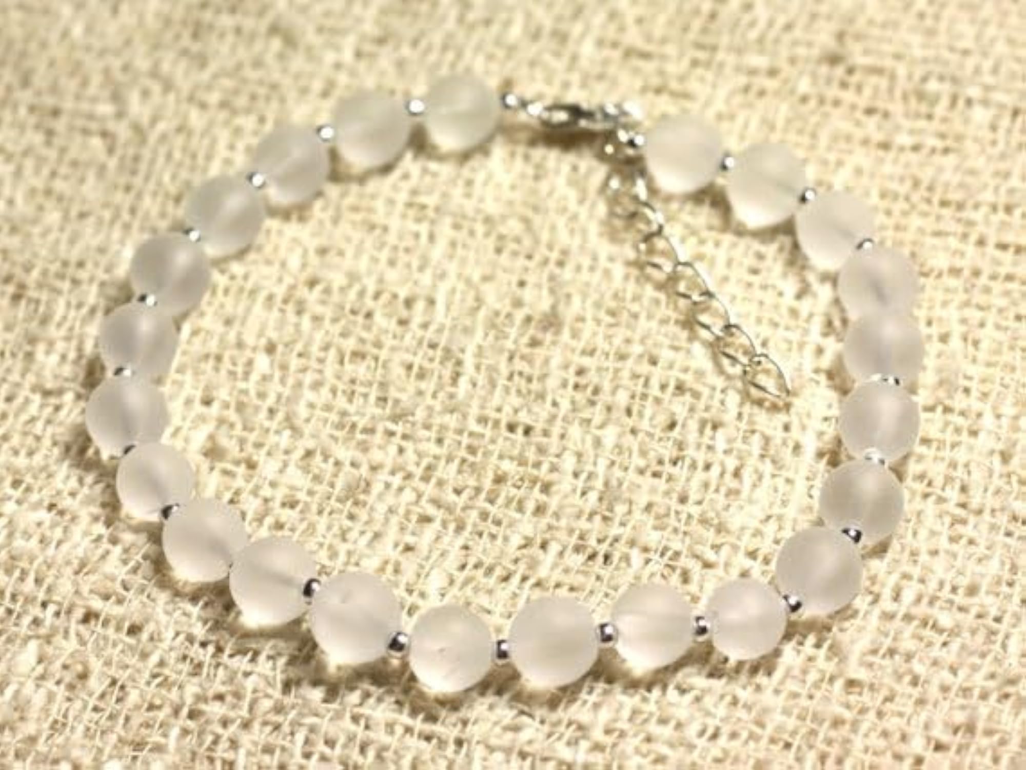 Crystal Quartz Round Beaded Bracelet with Silver Lock