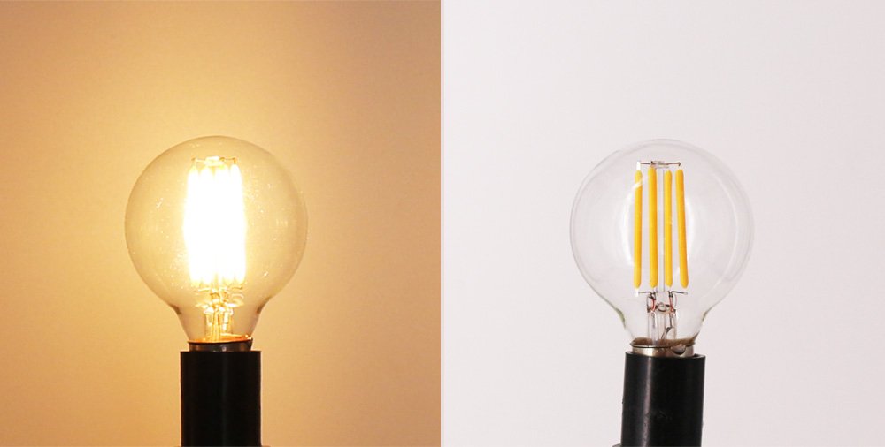 Bombillas led Paquete de 6 Bombillas filamento LED Vintage Edison G45 2W con Forma Globo, Base E14, Blanco cálido, 2700K, Regulable, Equivalente a 20W(E27 Base,4 Watt)